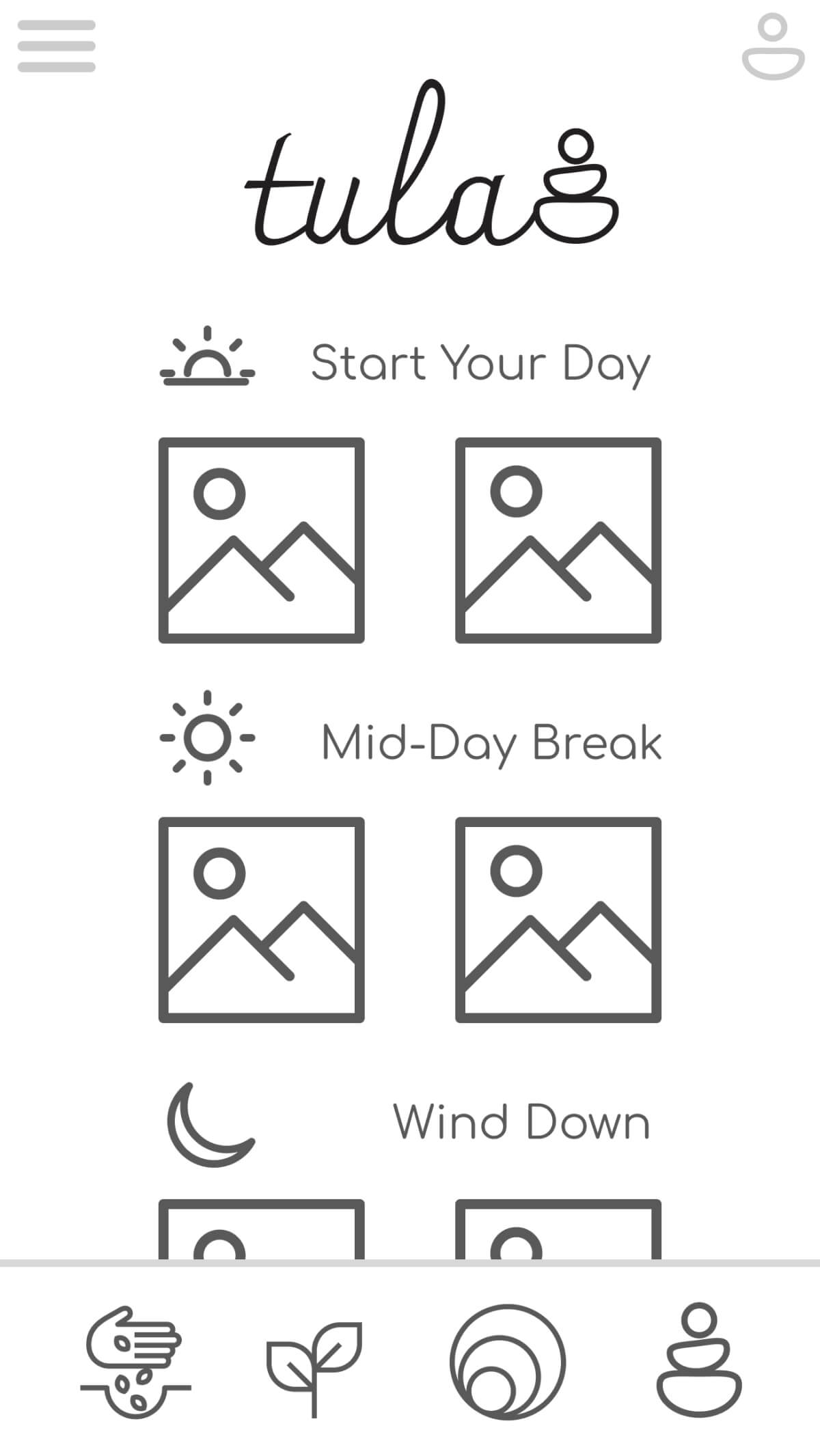 mid fi wireframe: home